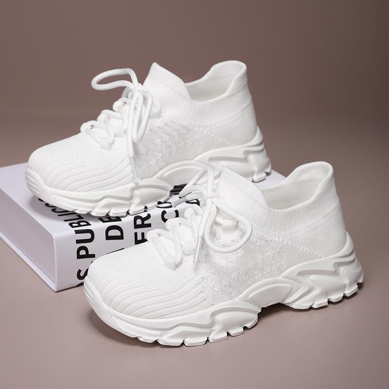 Women's New 2025 Red Casual Sports Shoes Breathable Thick Sole Old Fashioned Shoes Comfortable Flight Knit Mesh Shoes