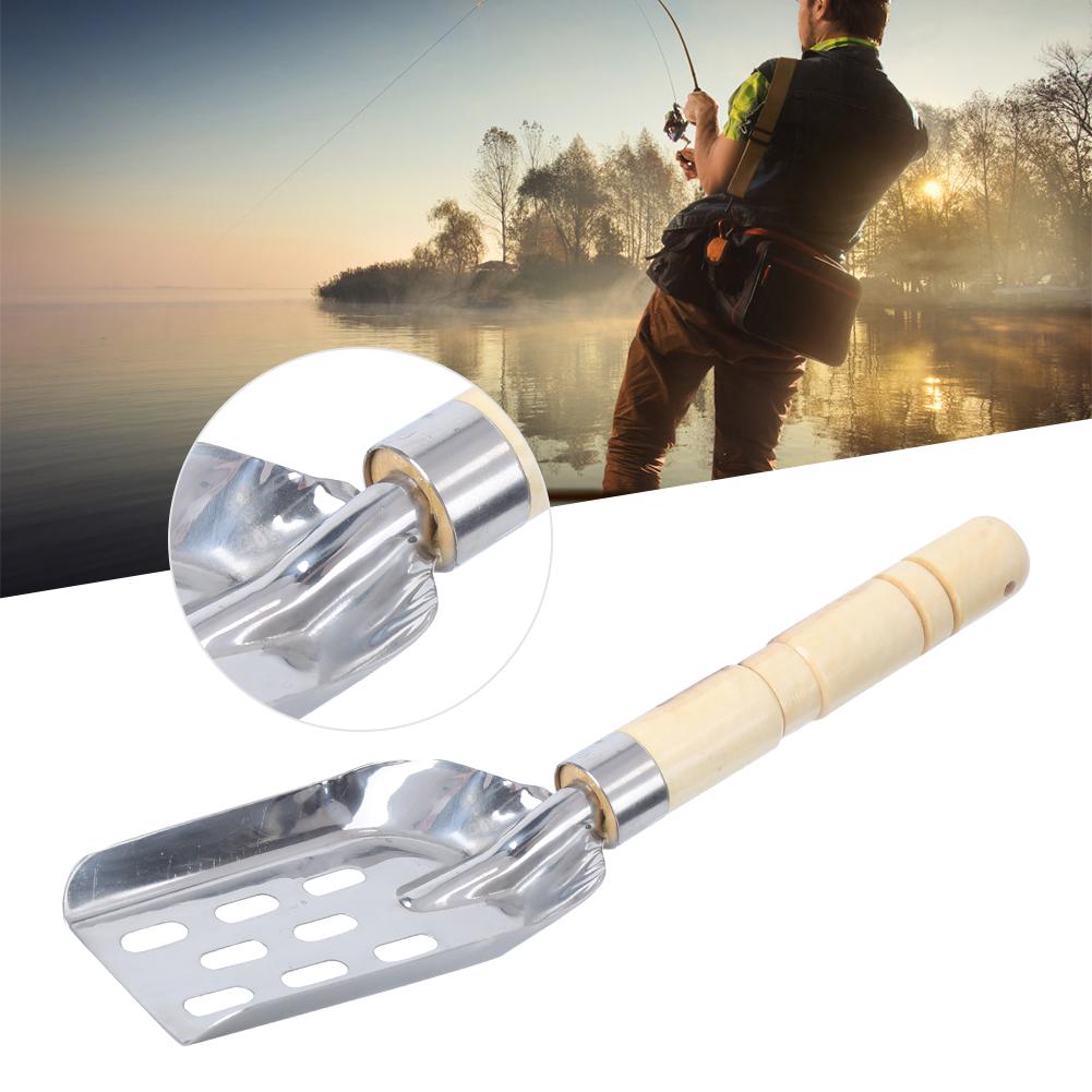 Stainless Steel Integrated Wooden Handle Mix Bait Shovel Fishing Tackle for Fisherman
