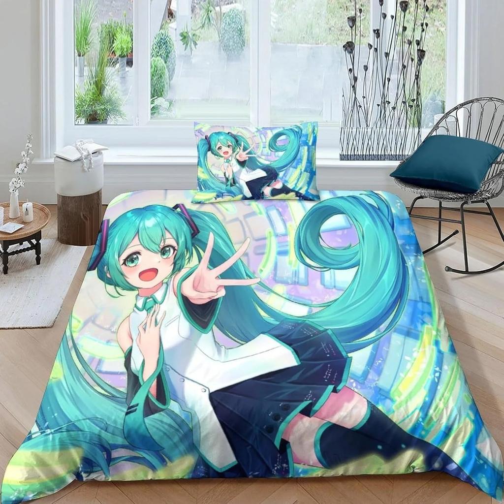Anime H-Hatsunes Miku Duvet Cover cartoon cute bedding creative Kawaii girls bed sheet duvet cover pillowcase gift