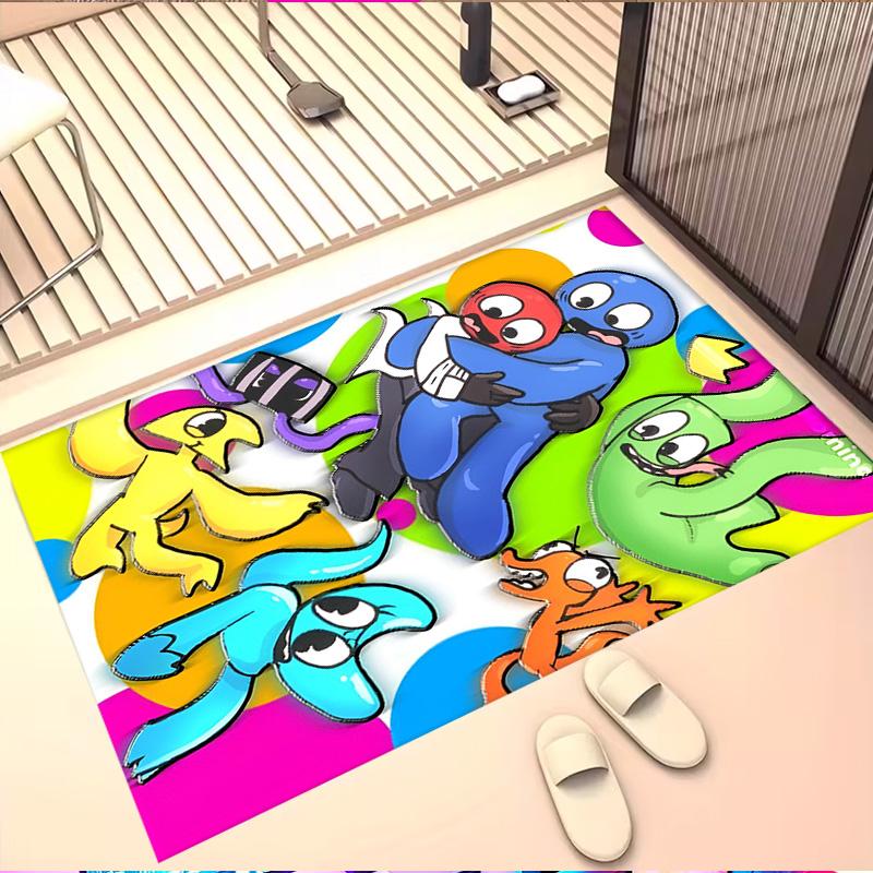 Game Rainbow Friends Print Rug, Washable Floor Carpet, For Entryway Dorm Laundry Room Office Study, Home Decor Birthday Christmas Gift