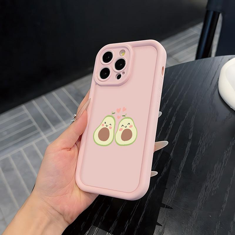 Cute avocado pattern phone case suitable for iPhone 17 16 15 14 13 12 11 Pro/Max/Plus anti drop and shockproof back cover