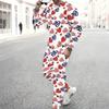 Men All Over Butterfly Floral American Flag Print Long Sleeve Sweatshirt And Drawstring Jogger Pants Two Piece Suit