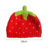 Sweet Strawberry Hat Knitted Beanie Cap Crochet Girl Red Fruit Cold Weather Headgear Lady Adult