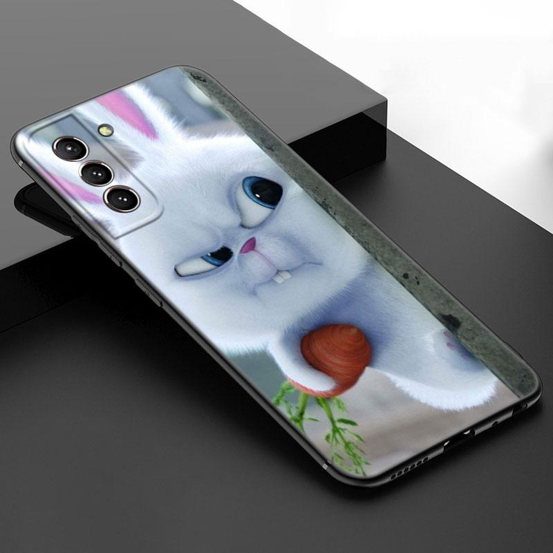 Cute Cartoon Rabbit Black Silicone Phone Case For Samsung Galaxy S23 S21 S20 FE S24 S22 Ultra S10E S10 S9 S8 Plus