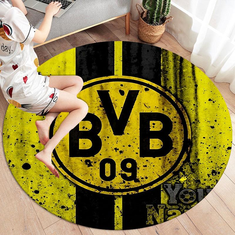 Borussia Custom Name Round Area Rug,Carpet Rug for Living Room Bedroom Sofa Playroom Decor,Non-slip Floor Mat