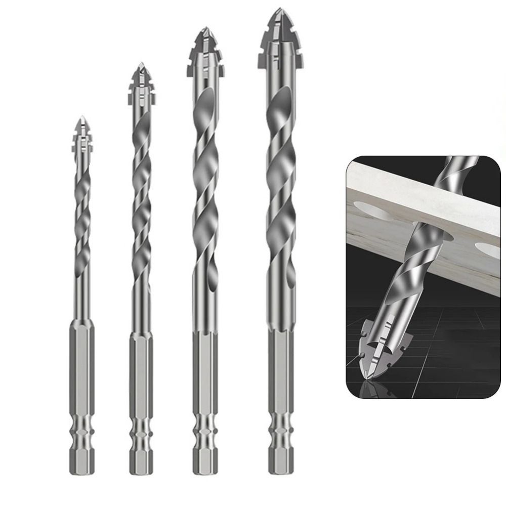 6/8/10/12mm Drill Bit Set Four Edged Electric Drill Bit Multi-purpose Punching Tool  Metalworking