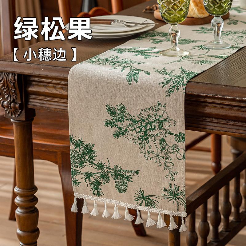 Tasse Table Runner Vintage Printed Pastoral Style Placemat Sideboard Cabinet Dust Cover Room Dining for Home Party Table Decor