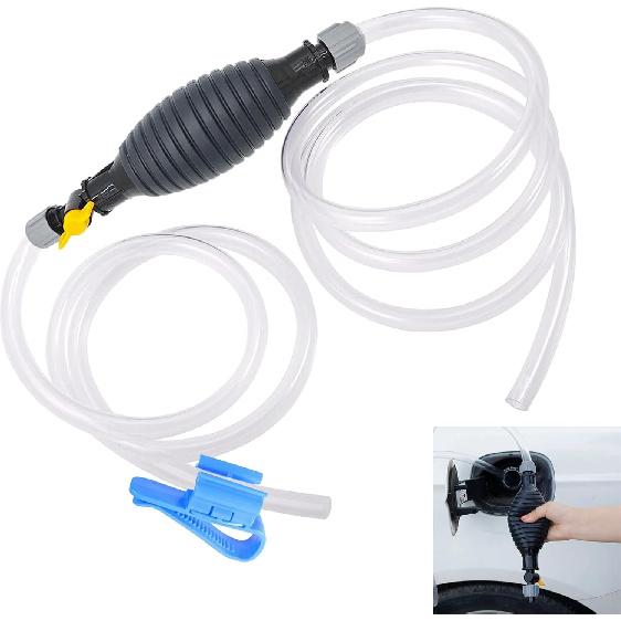 9.8Ft Siphon Pump For Gasoline, Multifunction Liquid Sucker Pump Comes With Flow Valve And Fixing Buckle, For Gas Gasoline Petrol Diesel Oil Liquid