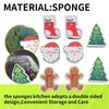 T02C!8 Stück Weihnachten Schwämme Küche Doppelseitig Spülbürsten Schwamm Zum Spülen von Geschirr Weihnachtsmann Weihnachtsbaum Lebkuchenmann