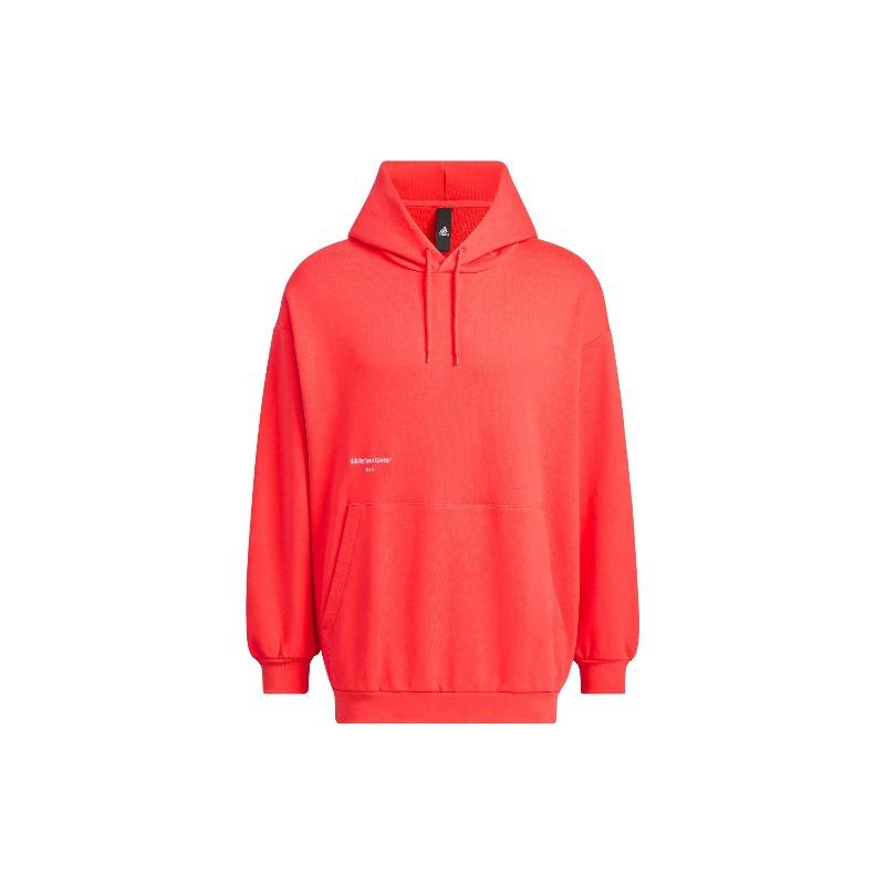 adidas Kleiner Logo-Hoodie Einfarbig Buchstaben-Detail Sportlich Lässig Kapuzen-Sweatshirt Herren Hoodies Hellrot IZ1606