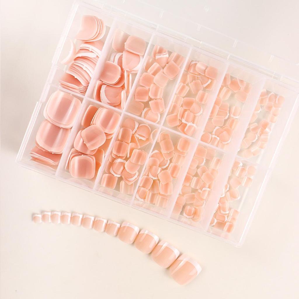 European American Medium Almond French Pointed Wearable False Nails - 360 Pieces