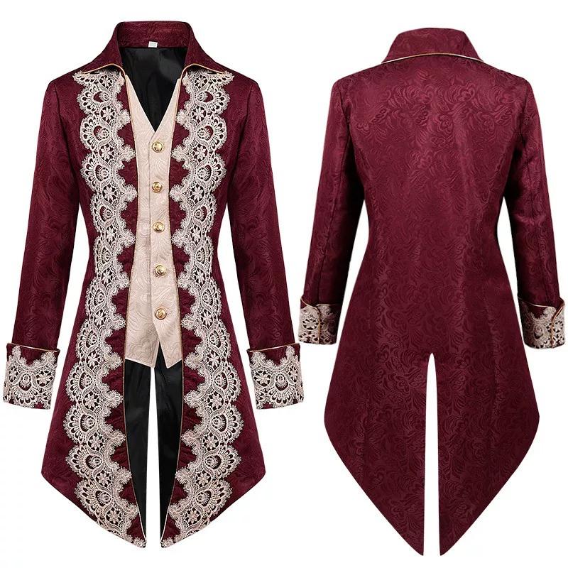 Medieval court tuxedo long embroidered one-piece vest jacket stage play cos count plus size performance suit