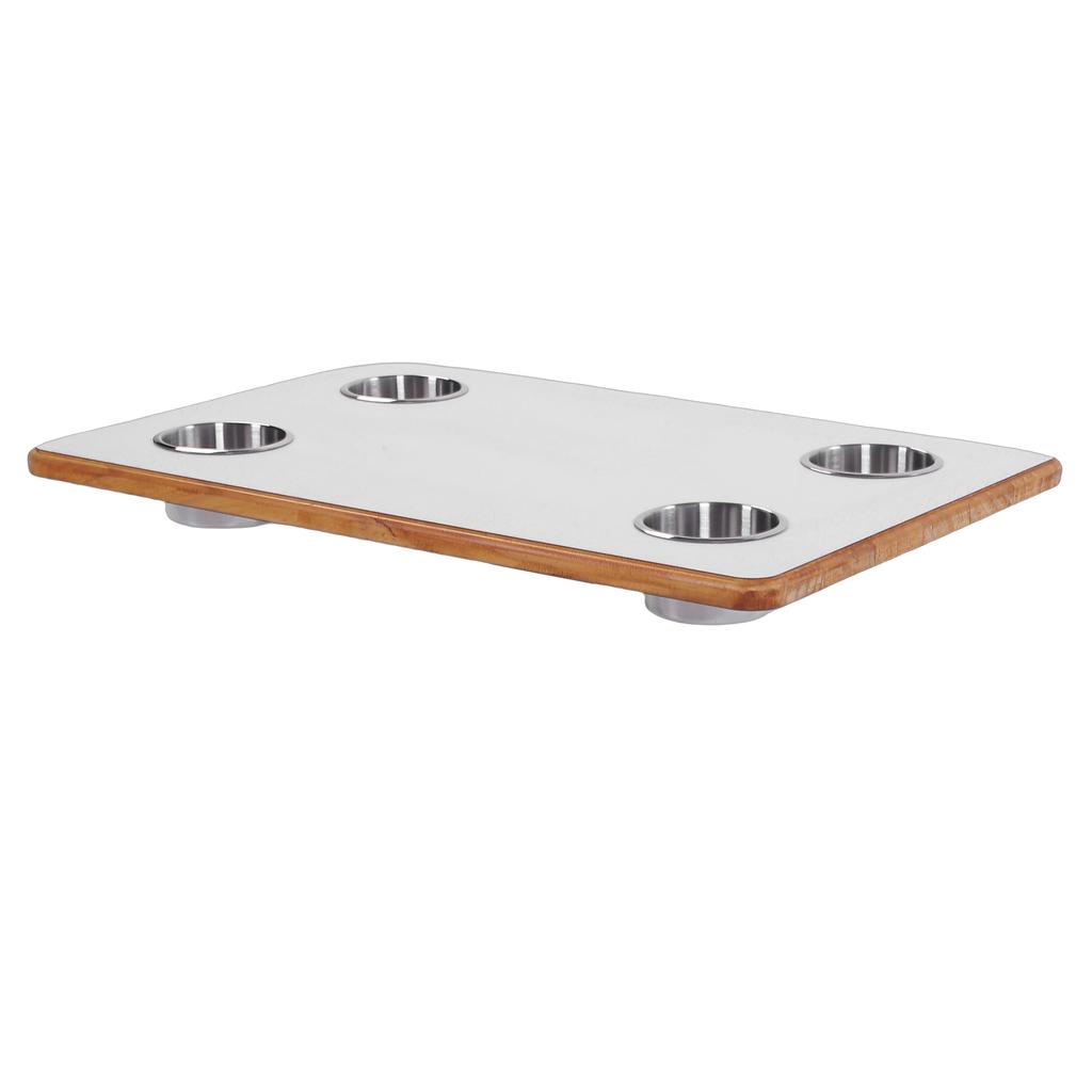 RV Table Top 23.62x15.75in Rectangular Marine Boat Desktop Panel with 4 Cup Holders for Trailer Motorhome Yacht Deck