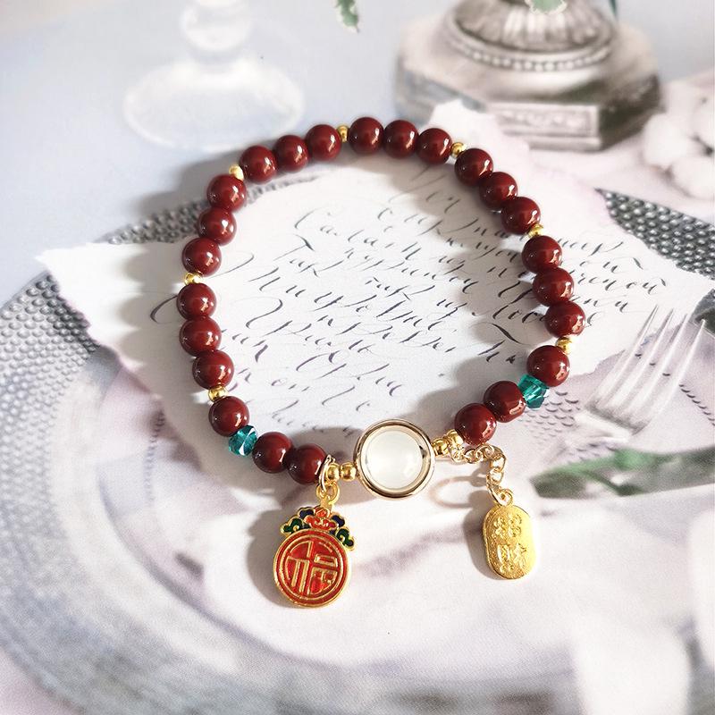 New Women's Mori Style Butterfly Glass Bracelet with Colorful Crackle Beads