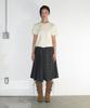 RONRON Check Flare Banding Midi Skirt Green