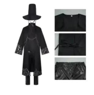 Halloween Demonenjager Saja jongen Jinu Rumi Cosplay zwart hoed jas broek uniform set Kostuum Halloween S