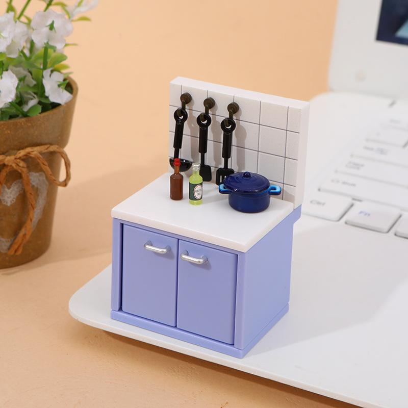 1 Set Dollhouse Simulation Mini Kitchen Utensils Gas Stove Model Scene Decoration Dolls House Miniature Kitchen Accessories