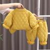 0-5 Years Old Boys' Long Sleeved 2-piece Set, Autumn and Winter Children's Thick Warm Home Clothes, Boys Comfortable Clothes