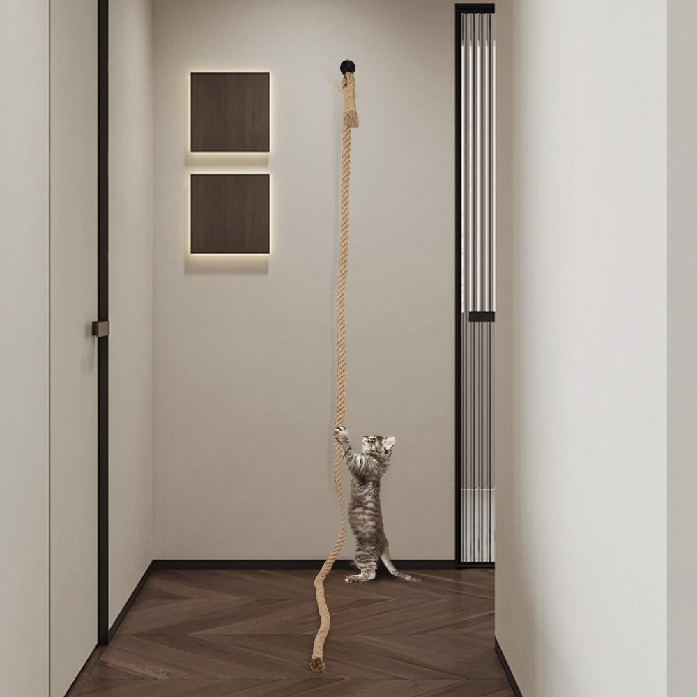 Wall-Mounted Cat Furniture Climbing Frame with Cat Ladder Scratching Post Resting Hammock and Cat Nest Design for Active Pets