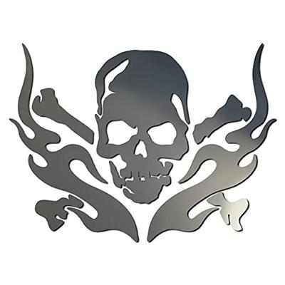 Skull Sticker C4 Skull Flame Cutting Sticker Decal for Cars and Motorcycles Outdoor 3.5