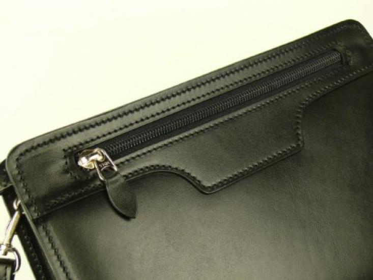 Tasche aus echtem Leder, Tele-Etui, formelle Spezifikationen für feierliche Anlässe, silberne Hardware [Awaji Studio]<Smooth Leather> (Schwarz Schwarz) [Gemacht