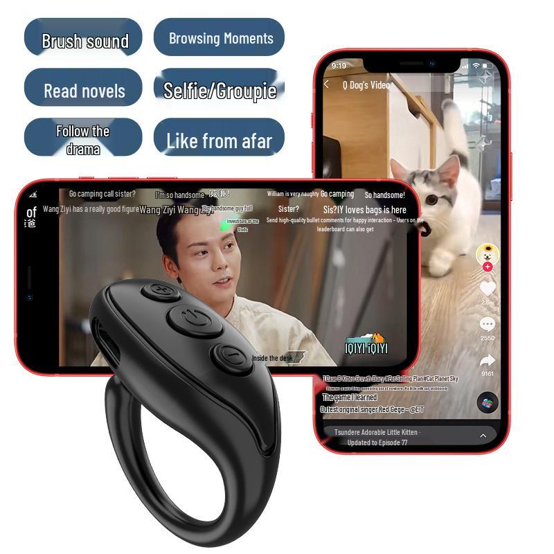 Bluetooth Remote Control Ring for Smartphones - Ideal for Browsing Videos and Selfies