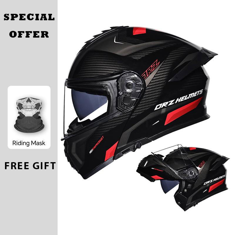 Double Visor Flip Up Motorcycle Helmets DOT ECE Full Face Modular Helmet Dual Visor Adult Men Women Couple Tail Ventilation