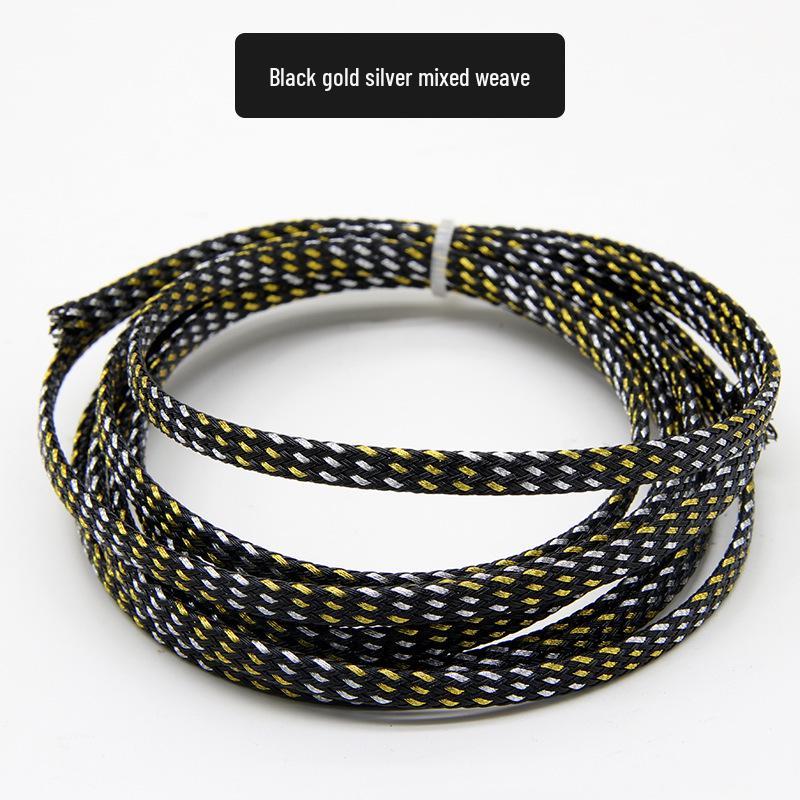 PET Braided Expandable 3mm Snakeskin Mesh Audio Cable Sleeve, Nylon Shockproof, 5 Meters
