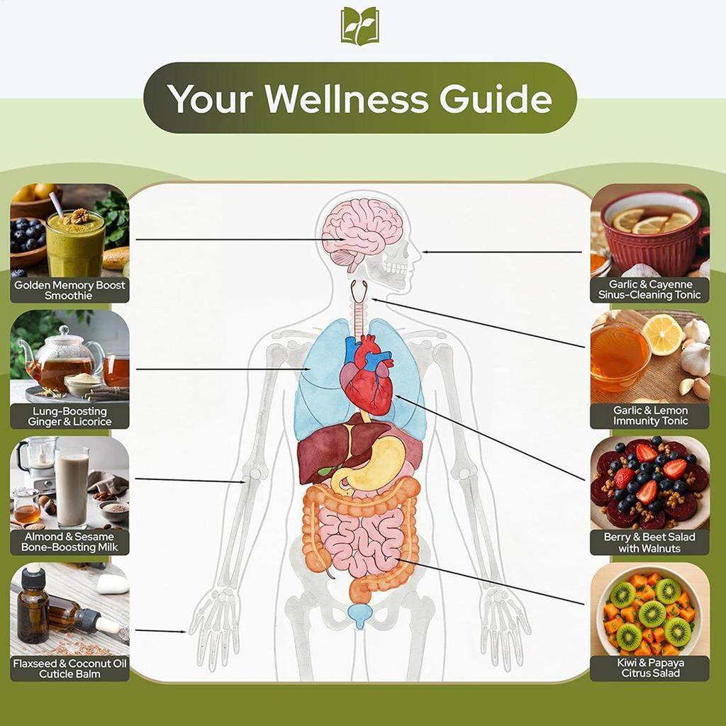 Human Health Guide Book Plant Theme Eating Recipe Spiral Binding Natural Book for Women Men Family Adult Elderly Chef Study