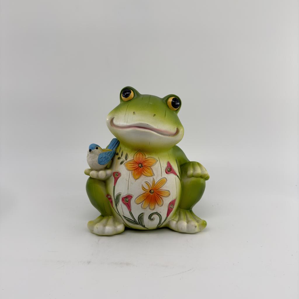 Outdoor Frog-shape Sculpture Solar LED Warm White Garden Light Resin Water-Resistant Courtyard Home Landscaping Decor