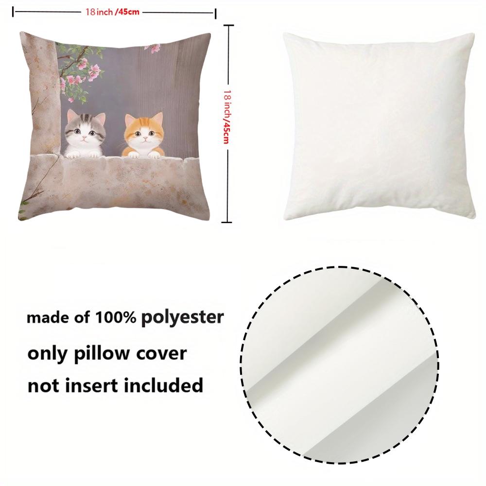 Cute Kitten Pattern Throw Pillows For Home Decor Polyester Pillowcase, Sofa Decorative Cushion Cov Headboard Pillow