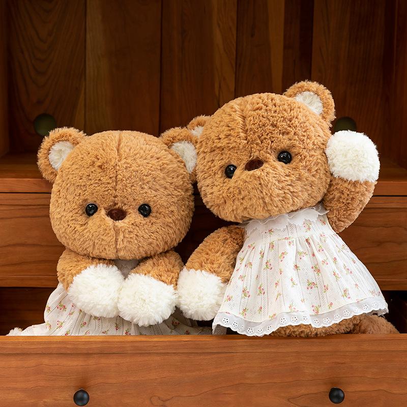 Super Cute Running Dress Bear Plush Toy Girl Birthday Gift Cure Ragdoll Home Ornament