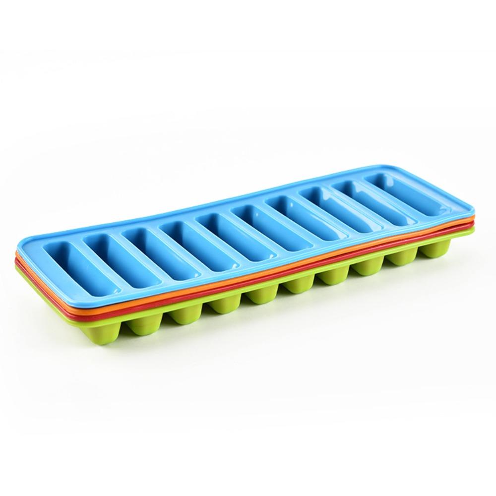 Silicone 10 Grids Stick Shape Ice Mold DIY Ice Cube Tray Ice Maker Popsicle Mold  Baking