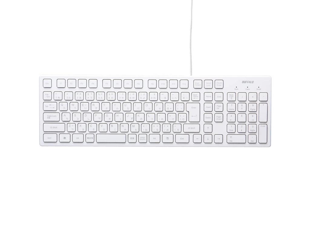 Buffalo USB Wired Stylish Keyboard, White, BSKBU15WH