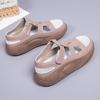 Summer New Versatile Little White Shoes Women's Hollow Non-slip Velcro Casual Shoes Breathable Mesh Platform Sandals