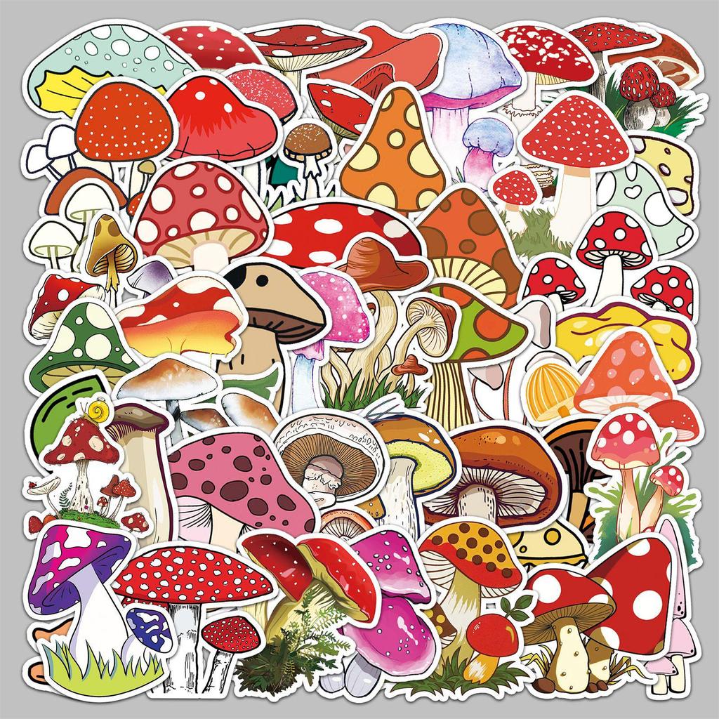 50pcs Cartoon Mushroom DIY Graffiti Stickers for Suitcases, Laptops, and Scooters
