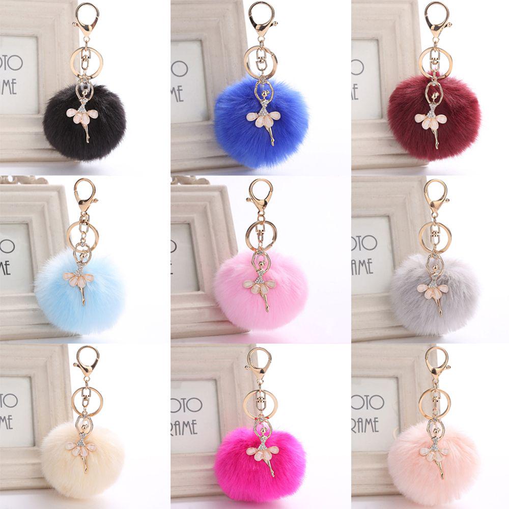 Fur Handbag Accessories Jewelry Car Pendant Angel Keychain Key Buckle Ballet Dancing Girl Keyring