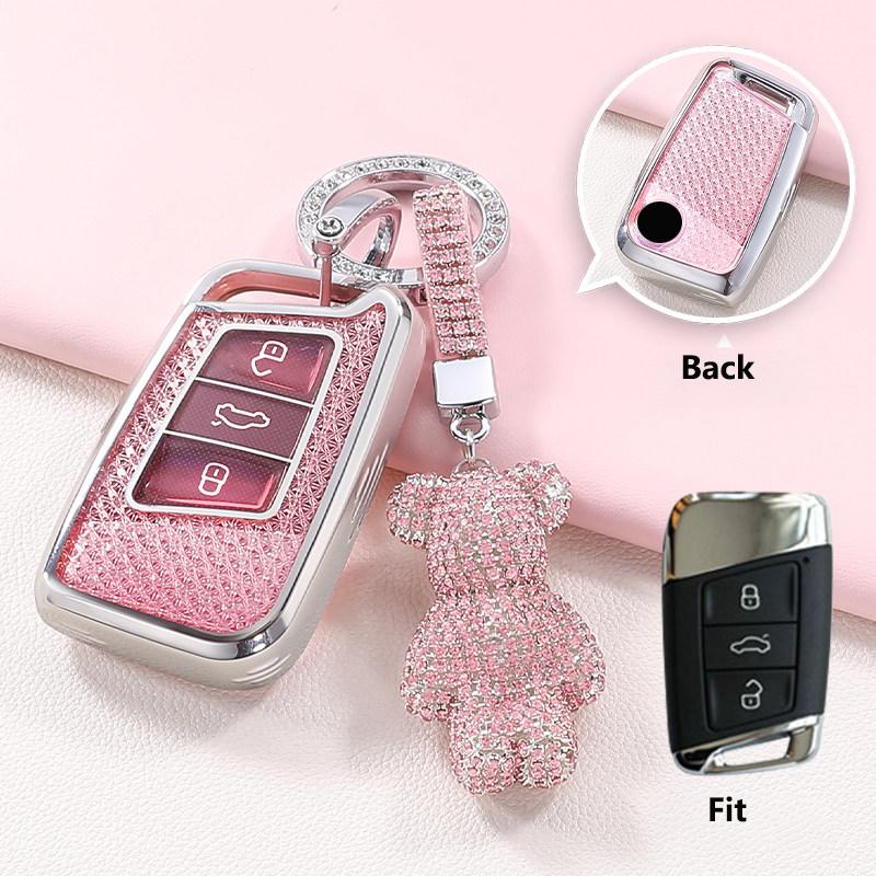 Crystal Tpu Key Case For Vw For Volkswagen For Magotan Gte Passat B6 B7 B8 Cc Skoda Fabia Superb Kodiaq A7 Key Cover Fob Holder