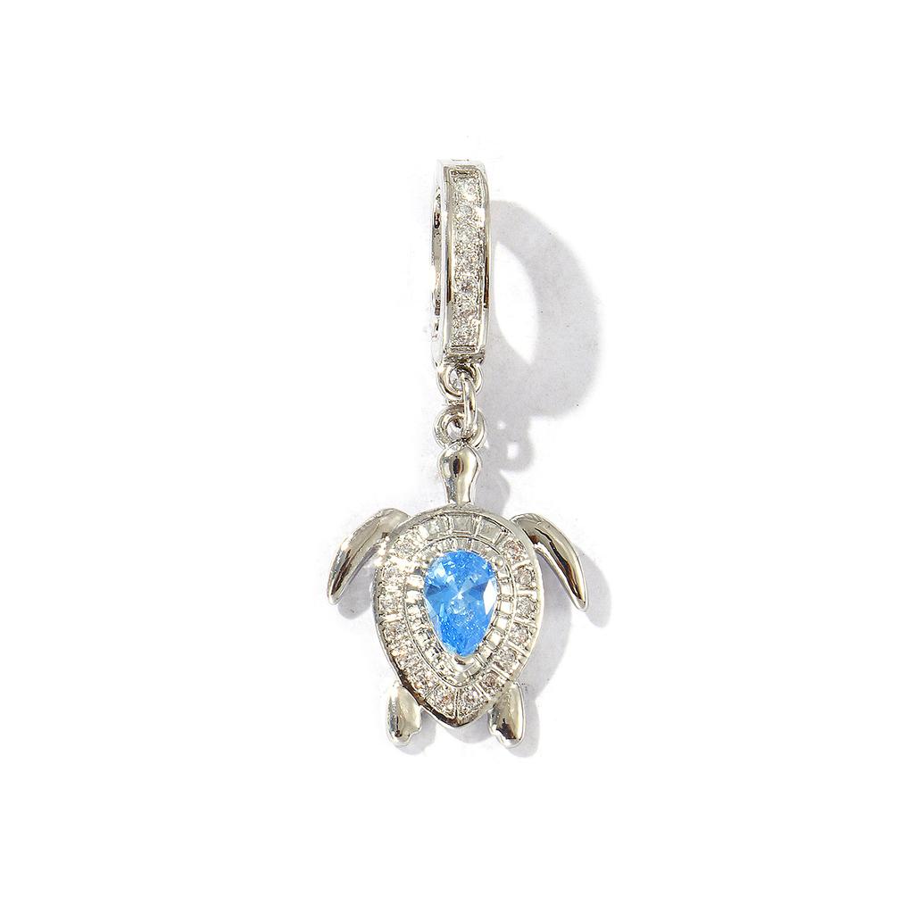 1 Piece Ocean Charms Clear Cubic Zirconia Fish Turtle Clasp Brass 18K Gold Plated Pendant DIY Necklace Keychains Jewelry Making