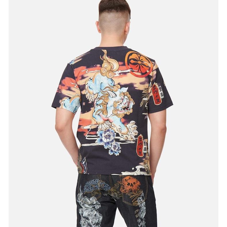 Evisu T-Shirts Men's Multicolor Crew Neck Moderate Straight Fit 2ESHTM2TS501XXCT