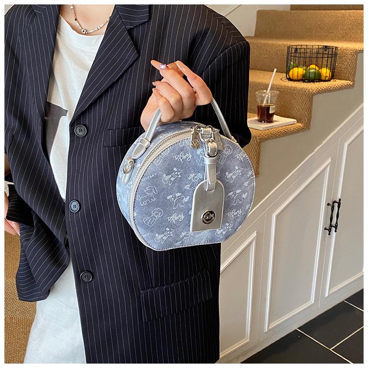 Women's Round Cake Bag - Stylish Print, Small Fragrance Design, Versatile Shoulder/Crossbody Handbag