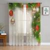 Farmhouse Christmas Ball Curtain Living Room Cafe Xmas Gifts Balls Window Curtains Kitchen Bedroom Outdoor Yard Sheer Polyester Ideal For