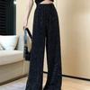 Party Casual Women's Long Pant Elastic Waist Bright Diamond Crystal Wide Leg Pants Elegant Retro Drawstring Y2K Women's Trousers