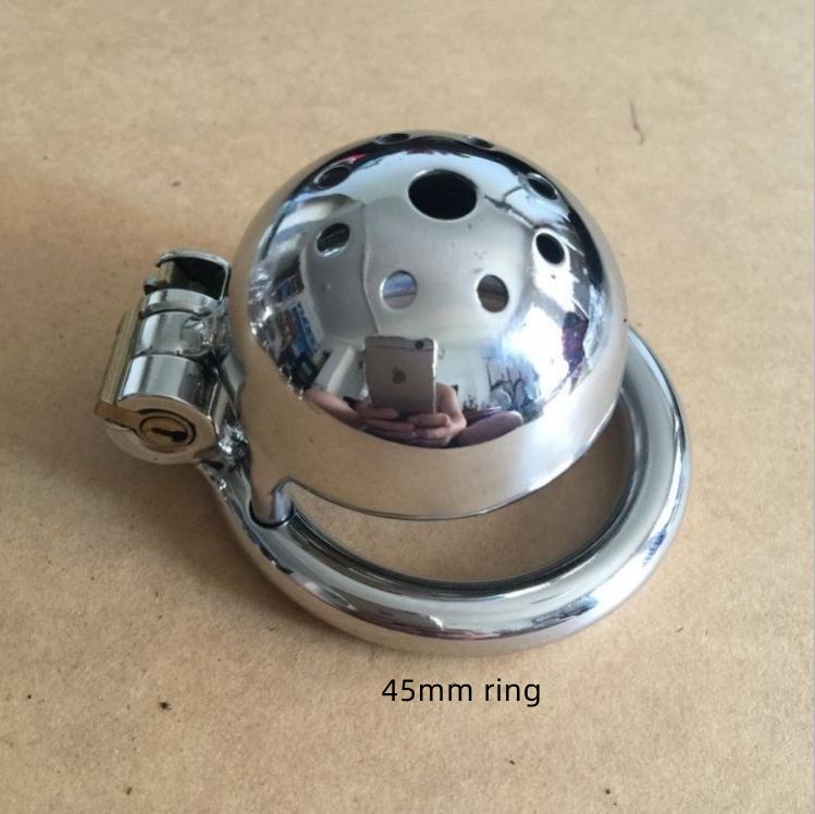 Dispositivo di castità maschile in acciaio inossidabile, gabbia per gallo super piccola, cintura di castità con anello per gallo con blocco del pene S027