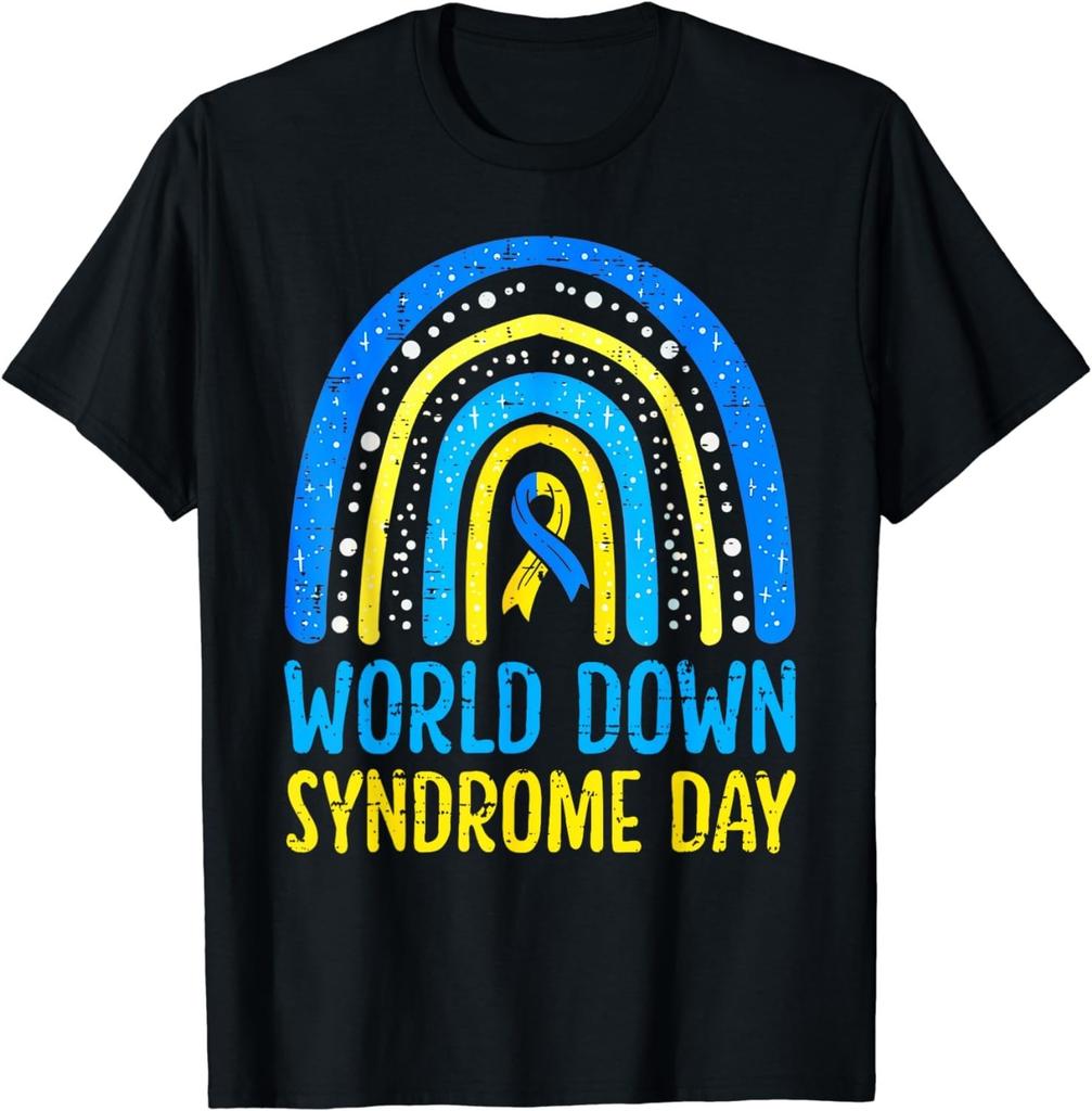 BEST! World Down Syndrome Day Awareness National Month Rainbow Tee Size S-3XL