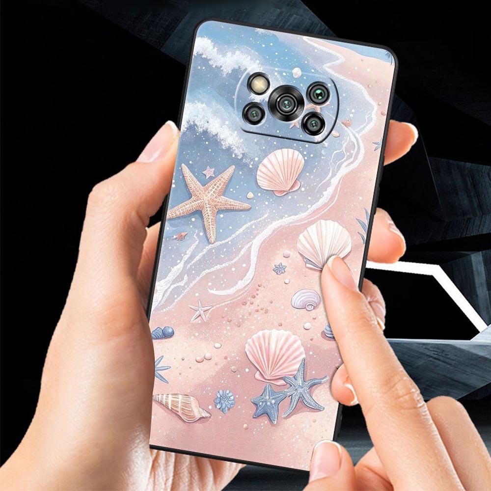 Ocean Coastal Seashell Seaweed Pattern Phone Case for Xiaomi Poco F7 F6 F5 F4 F3 X6 X5 X4 X3 NFC F7 Ultra M4 C51 C55 GT Soft TPU