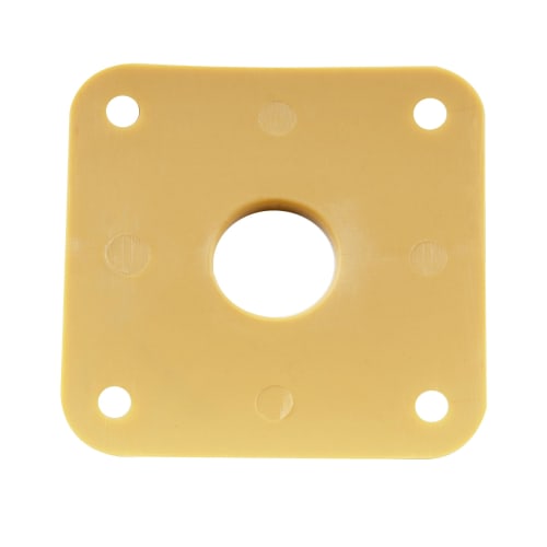 Musiclily Pro Square Plastic Jack Plate for LP Les Paul Electric Guitars, Brown/Cream (Set of 2)