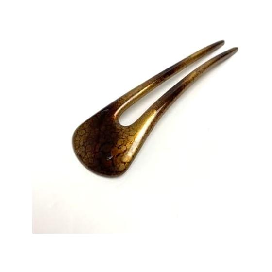 French Hairpin Comb - Elegant Gold Finish, Versatile for Kimono and Western Outfits, Mystical Surface Design, Small Size