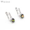Trendy Colorful Round Crystal Drop Earrings For Women Rose Gold Color Jewelry Stylish Eardrop Gift