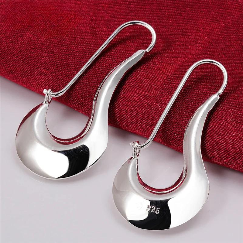 Drop Earrings Charm for Women Jewelry Fashion Wedding Engagement Party HOOP Nice Gift серебряный